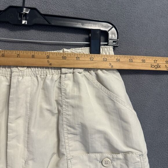 AFTCO Bluewater Cargo Nylon Fishing Shorts Size 32 Tan Ivory Elastic Waist 7” - Picture 5 of 11